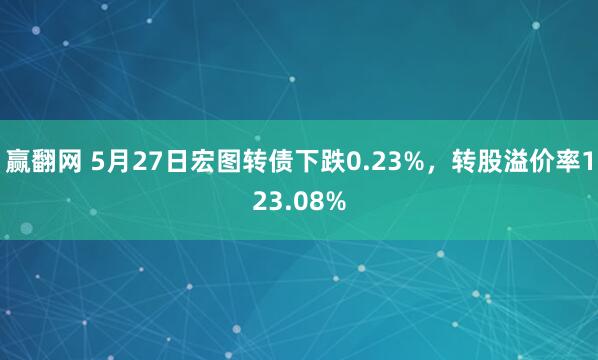 赢翻网 5月27日宏图转债下跌0.23%，转股溢价率123.08%