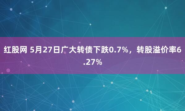 红股网 5月27日广大转债下跌0.7%，转股溢价率6.27%