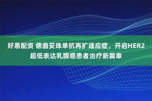 好易配资 德曲妥珠单抗再扩适应症，开启HER2超低表达乳腺癌患者治疗新篇章